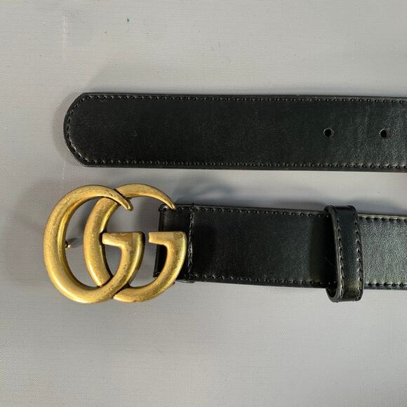 GUCCI Waist Size 34 Black Gold 409417 Leather Belt main image 5